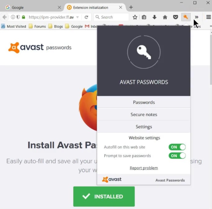 avast passwords google chrome extension